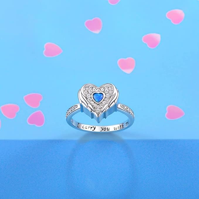 Angel Wing Heart Cremation Ring for Women - 925 Sterling Silver Holds Loved Ones Ashes Rings for Pet Human Ash - Image 5