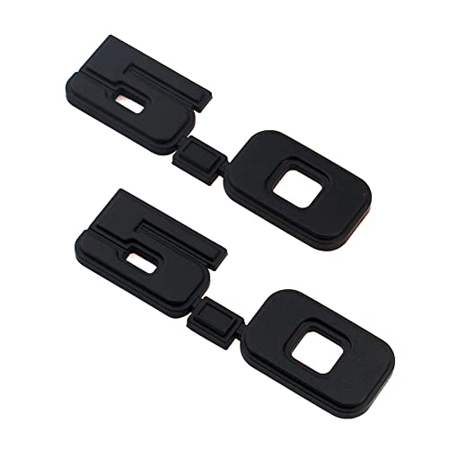 Image of 2Pc 5.0 Emblem Liter Door 3D Fender Side Adhesive Badge Plate Right Left Sticker Replacement for 1979-1993 150 (All Black)