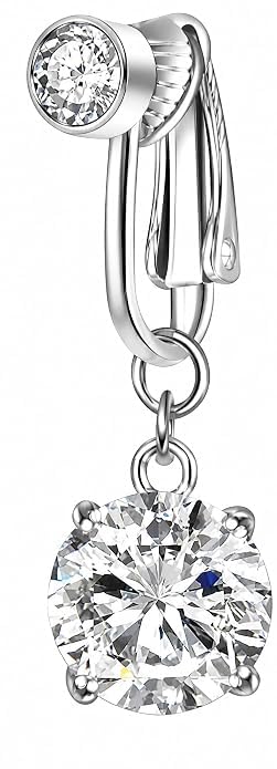 Stainless Steel Crystal Dangle Belly Button Ring for Women | Clear Cubic Zirconia Navel Piercing Jewelry | Hypoallergenic, Tarnish Resistant, Silver Finish-image-25