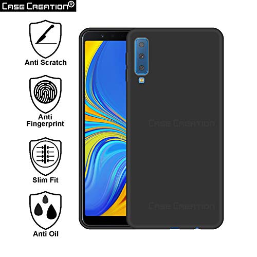 Image of Case Creation Luxurious OG Series for Samsung Galaxy A7 (2018) Case Cover,Anti-Dirty Slim Case Frosted Matte Cute Candy TPU Raised Bezel (Splash of Color) Back Cover for Samsung A7 2018 -Black