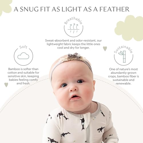 Image of Bamboo Little Soft Baby Footie Pajamas, Baby Clothes, Newborn Sleepers, 95% Viscose and 5% Spandex, 0-24 Months