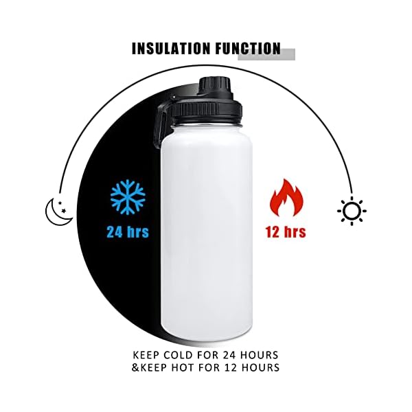 32oz Stainless Steel Sublimation Sports Water Bottle,Insulated Thermos Mugs with Shrink Wrap Films and Wide Mouth Lid,Double Wall Vacuum Tumbler Keeps Liquids Hot or Cold (White 8 PACK) - Image 5