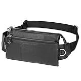 Bauchtasche für Damen Herren, Männer Frauen Rindleder-echtes Leder Fanny-Satz, Multifunktions-Waist Pack-Telefon-Beutel, beiläufige Feste Hüfte Gürteltasche for Workout Gehen