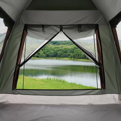 Aptliton Pop Up Tent Automatic, Camping Tent Waterproof Glow-in-the-Dark Pegs, Bug Netting & Convertible Door for Shade/Rain Protection Large 3-4 Person(200x200cm) - Image 9