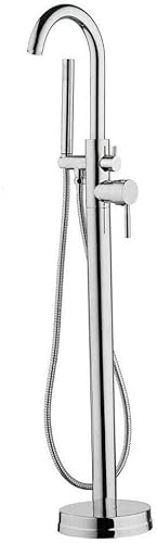 Grifo independiente, grifo de bañera independiente, de pie, ducha de mano con ducha de mano, para individuos, apartamentos y hoteles, plateado