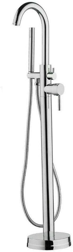 Grifo independiente, grifo de bañera independiente, de pie, ducha de mano con ducha de mano, para individuos, apartamentos y hoteles, plateado