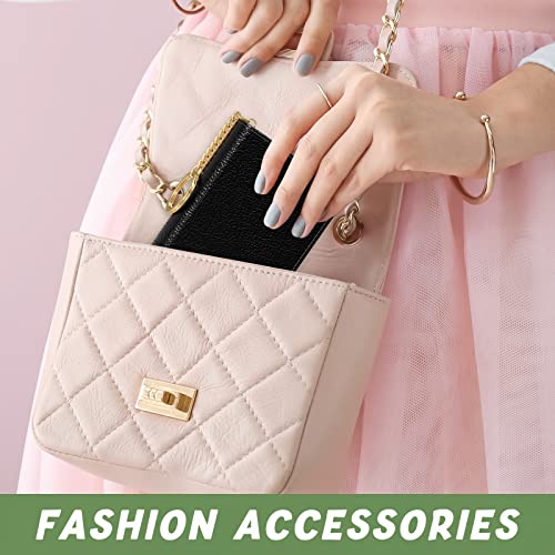 Image of Aiawoxc Credit Card Holder for Women, Small RFID Wallet Slim Leather Business Card Organizer Case with Zipper and Keychain, Black