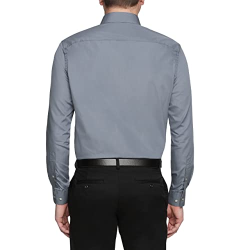 Image of Van Heusen Men's Dress Shirt Regular Fit Poplin Solid, Grey, 14 inch Neck 32 inch-33 inch Sleeve (Small)