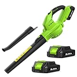 Anykit Leaf Blower, Cordless Leaf Blower with Battery and Charger, 20V Electric Leaf Blower Cordless, 2 Speed Modes, Handheld Lightweight Blower for Blowing Patio/Driveway (Green)