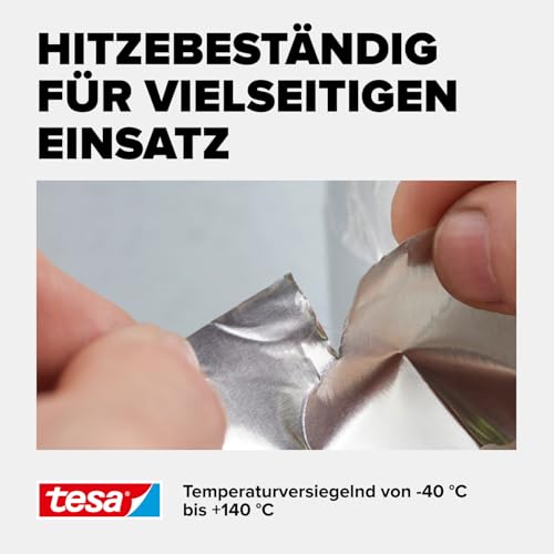 tesa Aluminium Klebeband/Selbstklebendes Aluminiumband für Reparaturen von metallischen Oberflächen / 10m x 50mm