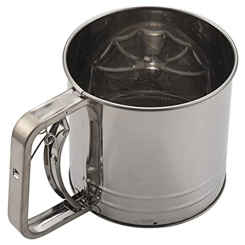 Jrifedptry Tamiz de harina de acero inoxidable grande para hornear azúcar en polvo