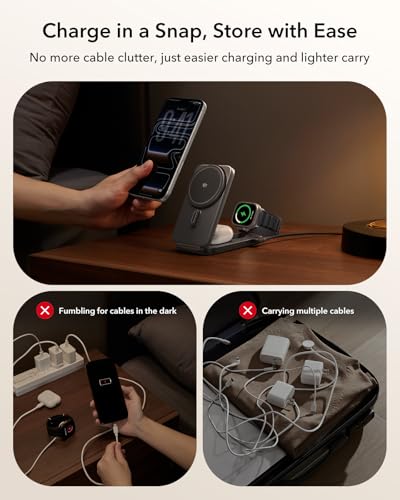 ESR 3-in-1 Qi2.2 MagSafe Charging Dock with CryoBoost & Foldable Travel Design — view 7