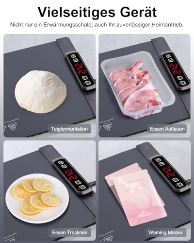 AUTOPkio Warmhalteplatte Elektrisch, Speisenwärmer Wärmeplatte für Speisen Buffetwärmer 5 Temperatur & 4 Timer Automatisch, Kindersicherung für Buffets Server Party Auftauen