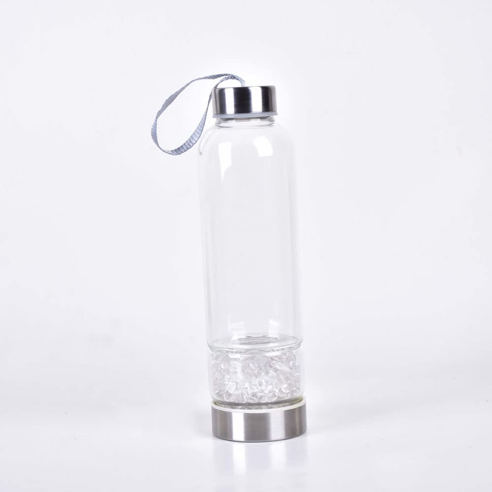 Bouteille d'eau en cristal de quartz naturel élixir de reiki healing en verre 500 ml