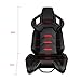 IKON MOTORSPORTS, Universal Racing Seats Left Driver Side with Dual Slider, Black with Red Stitch Red Stripe PU Leather Reclinable