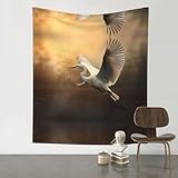 WZYWHJ Une aigrette prend son envol - Tapisserie décorative imprimée - Matériau : fabriqué en polyester doux pour la peau et durable. Lavable en machine et facile à nettoyer.