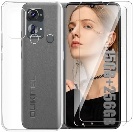Cover + 2 Vetri Temperati Per Blackview A52: Custodia Silicone Trasparente Morbida E Pellicola HD