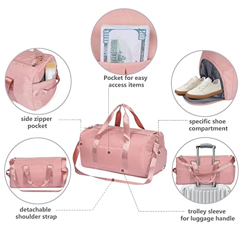 COLOYDuffle Bag For Women, Sports Duffel Bag for COLOY with Wet Pocket & Shoe Compartment, Overnight Weekender Travel Bag(Pink)(0 pink)3