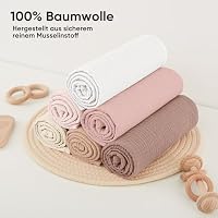 Bearmoss Moltontücher Baby 100% Baumwolle Weiche Spucktücher Baby,Atmungsaktiv und Extrem Saugfähig Musselin Tuch für Saugstark Mulltücher 6er 60x60 cm (Rosa Braun) – Ansicht 5