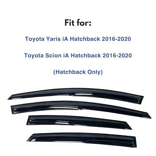 Image of IG Window Visor for Toyota Yaris iA Hatchback 2016-2020 & Scion iA Hatchback 2016-2020, Rain Guard Tape-On Side Vent Deflector Mugen Style, 2016 2017 2018 2019 2020 (Hatchback Only)