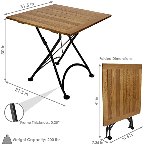 Sunnydaze 31-Inch Square European Chestnut Wood Folding Square Bistro Table - Indoor/Outdoor #TOP2