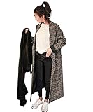 [Amulet] グレンチェック ロング 千鳥柄ロングコート 大きいサイズ チェック柄 チェスターコート レディース アウターコート秋冬物 冬 オーバーサイズ チェスターコート グレー vlo-5513-gr-l