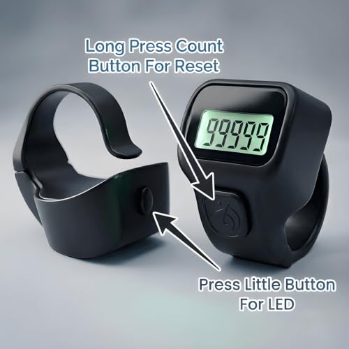 Image of Digital Finger Ring Counter, LCD Display, LED Back Light in Display, up to 99999 (Pack of 1- Any Random Colour Will Be Sent As Per Availability) (Black)