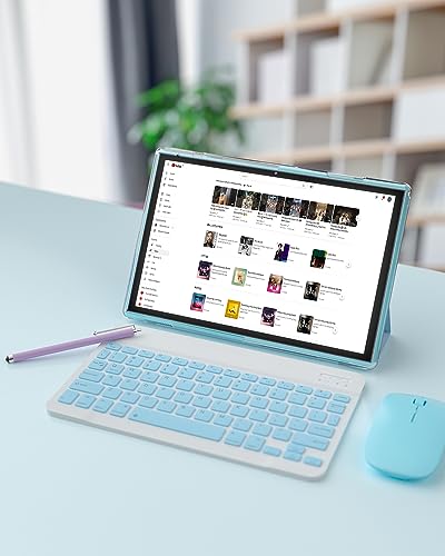 Image of Android Tablet 2 in 1 with Keyboard Case Mouse Stylus, 10 inch Tablet Android 15 Tablets PC, 8GB RAM+32GB ROM Support 1TB Expandable, 6000mAh Battery 10.1 inch Tableta 2MP+8MP Dual Camera WiFi-6 Tablets