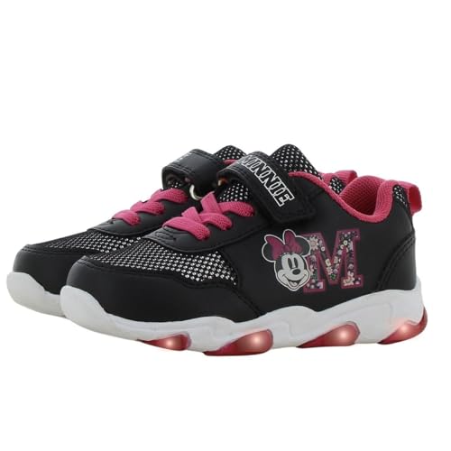 Leomil Disney Minnie Baskets Lumineuses pour Filles Chaussures Enfants 24, Idéal pour l'école et Les Loisirs, Noir