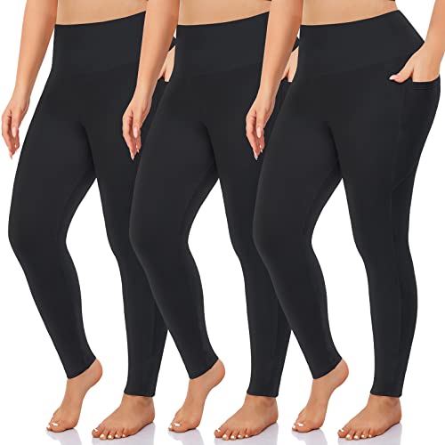 Image of NEW YOUNG Capri Leggings with Pockets for Women High Waisted Workout Leggings Tummy Control Yoga Pants