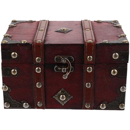 Garneck Caja de Madera Retro Pequeña Cierre de Hebilla, Caja de Almacenamiento para Joyas y Baratijas, Organizador Vintage en Color Rojo para Decoración y Obsequio