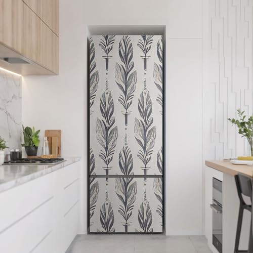 Vinilo para nevera de 70x190 cm con diseño de plumas verticales 3