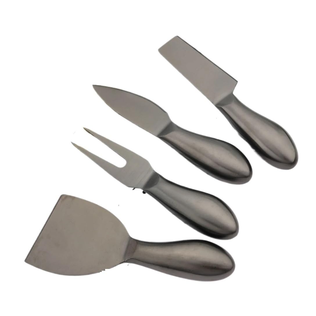 Mattschwarzes Messerset Käsebesteck aus rostfreiem Stahl Käsehobel Cutter Griff Minimesser Buttermesser Spatel Gabel(Chocolate)