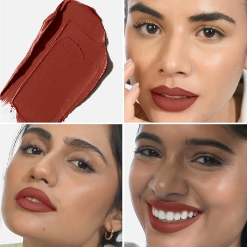 Image of Kiro Moist Matte Lipstick - Spicy Cinnamon (Rust Brown), 4.2g | Super-Pigmented, Long-Lasting, Moisturizing, Non-Drying, Non-Feathering, Smudge Proof | Skin Care Infused with Natural Oils