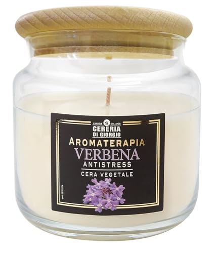 Cereria Di Giorgio - Vela perfumada en tarro - Con estuche protector - Cera vegetal de palma y soja - Colección Aromaterapia - Verbena - Antiestrés - Duración 80 horas - New Edition