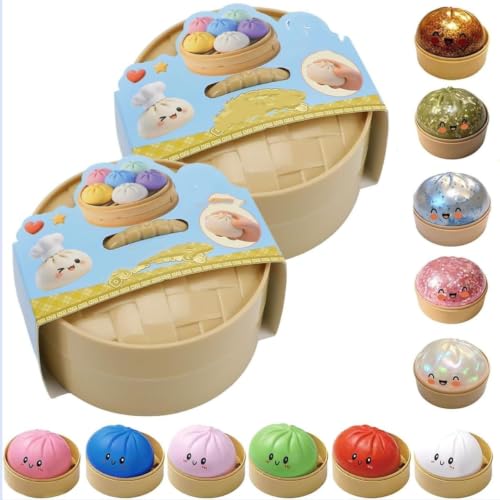 ORCHID M Mystery Box 2 Pack Mega Rainbow Stress Relief Fidget Toy Cute Simulation Baozi SoftNon-Sticky Decompression Fun Plaything ForTeens (2pcs)