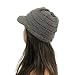 Charcoal Cable Ribbed Knit Beanie Hat w/ Visor Brim - Chunky Winter Skully Cap