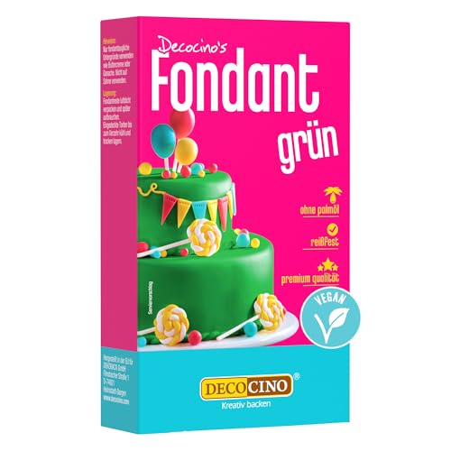 DECOCINO Fondant Grün 250 g ideal zum Verzieren von Kuchen Torten Cupcakes Palmölfrei & vegan