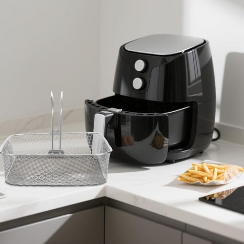 LOORGVEL Panier Métallique Carré pour Friteuse à Air avec Poignée Ergonomique en Acier Inoxydable, Circulation d'Air Optimale pour Cuisson des Frites – vue 5