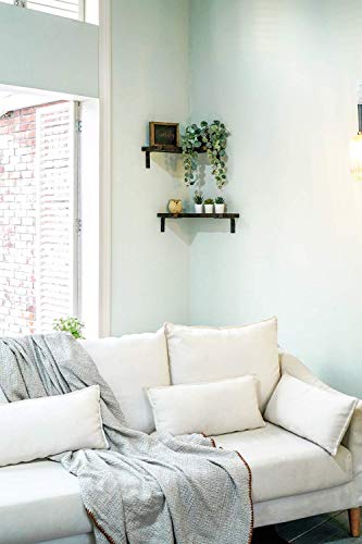 Mkono Corner Floating Shelves Wall Shelf Set Of 2, Shelves For Wall Storage, Rustic Wood Wall Mounted Display Shelves For Bathroom Bedroom Kitchen Garage, Brown #TOP2