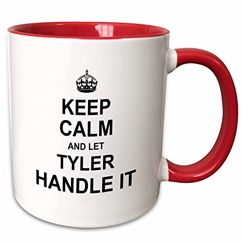 3dRose Keep Calm & Let Tyler Handle it - funny 11oz Two-Tone Red Mug