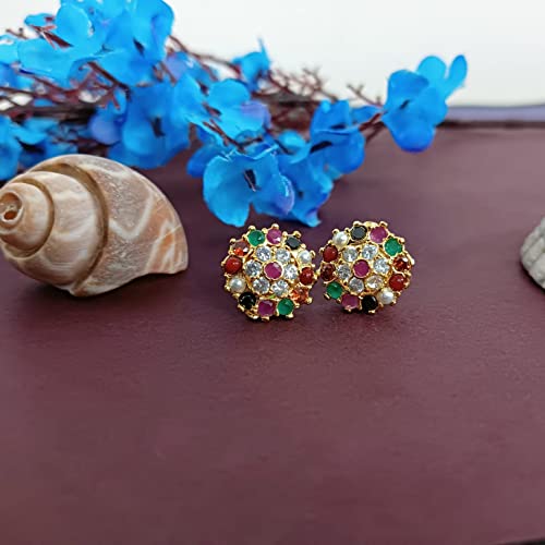 Efulgenz Indian Studs Earrings for Women Indian Jewelry Multicolor CZ Crystal Floral Stud Earring for Women2