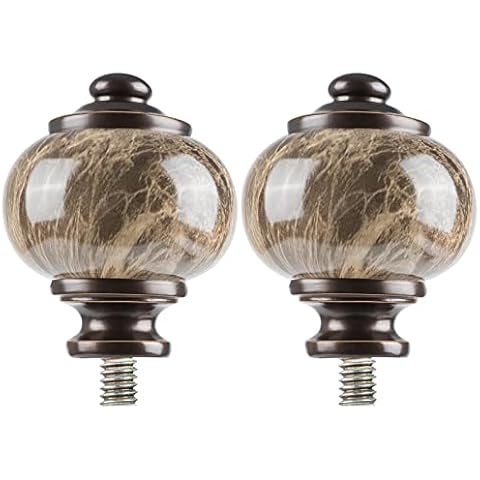 KAMANINA Marbled Replacement Finials for 1 or 7/8 Inch Bronze Curtain Rods, M6 Screw Drapery Rod Finials, Set of two Cover