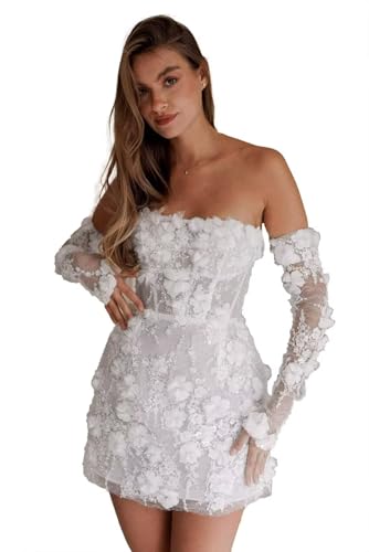 Short Wedding Dresses for Bride Beach Lace Boho Mini Bridal Dress Wedding Gown