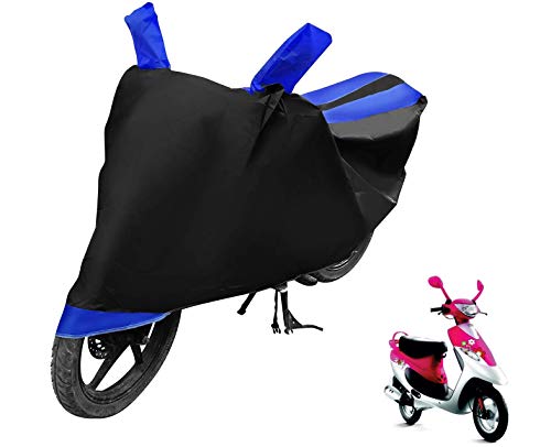 Image of Auto Hub Scooty Cover Compatible with TVS Pep Plus with Mirror Pocket, Dustproof, Heat Resistant, Triple Stitched, Pep Plus Scooty Cover- Black, Blue