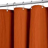 Tititex Vibrant Orange Burnt Ochre Crumpled Shower Curtain, Textured Heavy Duty 156GSM Fabric, Hotel Luxury Bathroom Decorative Waterproof Curtian 72x72 Inch with 12 Hooks