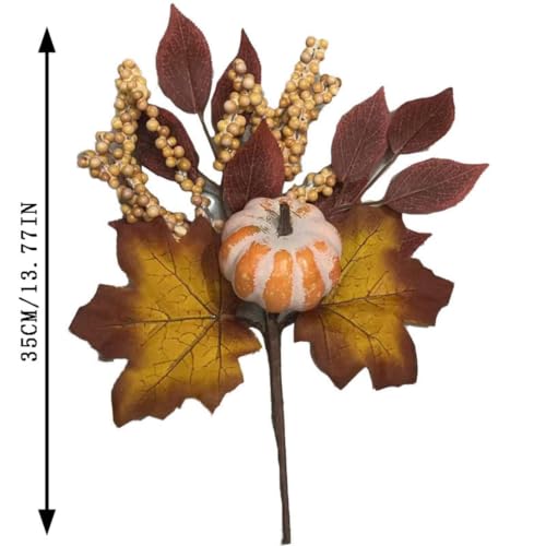 Artificial Flowers Indoor, Lightweight Weather Resistant Fade Resistant Plastic Fall Decor with Pumpkin Berries,Realistic Halloween Decoration Insert for Garden Patio Home Centerpieces (Orange-White) - image 7