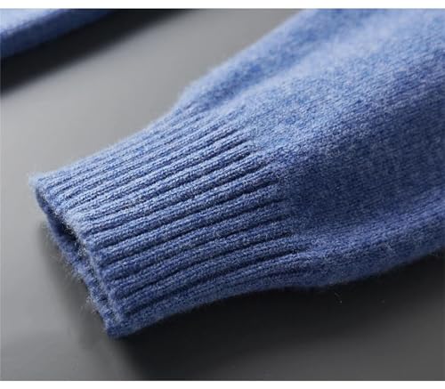 Men's Solid Wool Sweater Mock Neck Thickened Warm Solid Color Pullover Wool Loose Knitted Sweater4