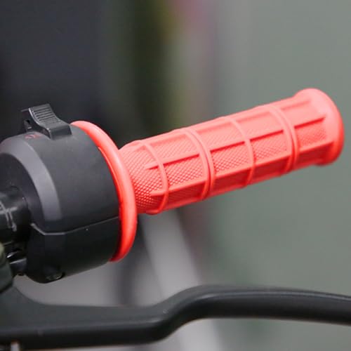 Image of BELOMI Motorcycle Hand Grips, 2PCS 7 /8 inch 22mm 24mm Non-Slip Soft Rubber Handlebars, Comfortable Motorbikes Handle Replacement Protection Accessories, Universal for Dirt Bike, Off Road, ATV(Orange)