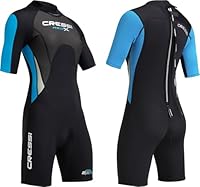 CRESSI Med X Lady Shorty Wetsuit Black/Light Blue/Grey 2.5mm M/3 - Kurzer Neoprenanzug für Damen aus 2,5 mm Hochelastischem, Schwarz/Hellblau/Grau, M/3